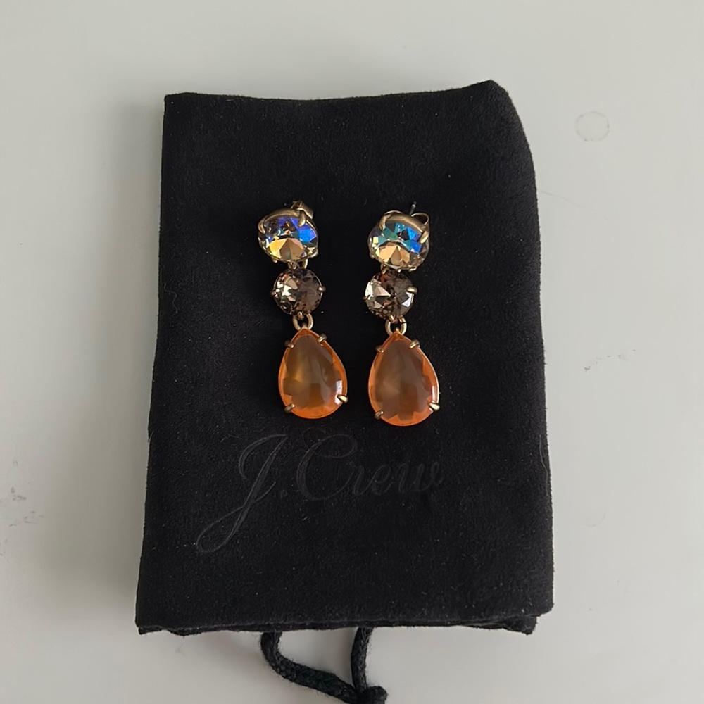 NWOT J. Crew Triple Drop Gem Earrings
